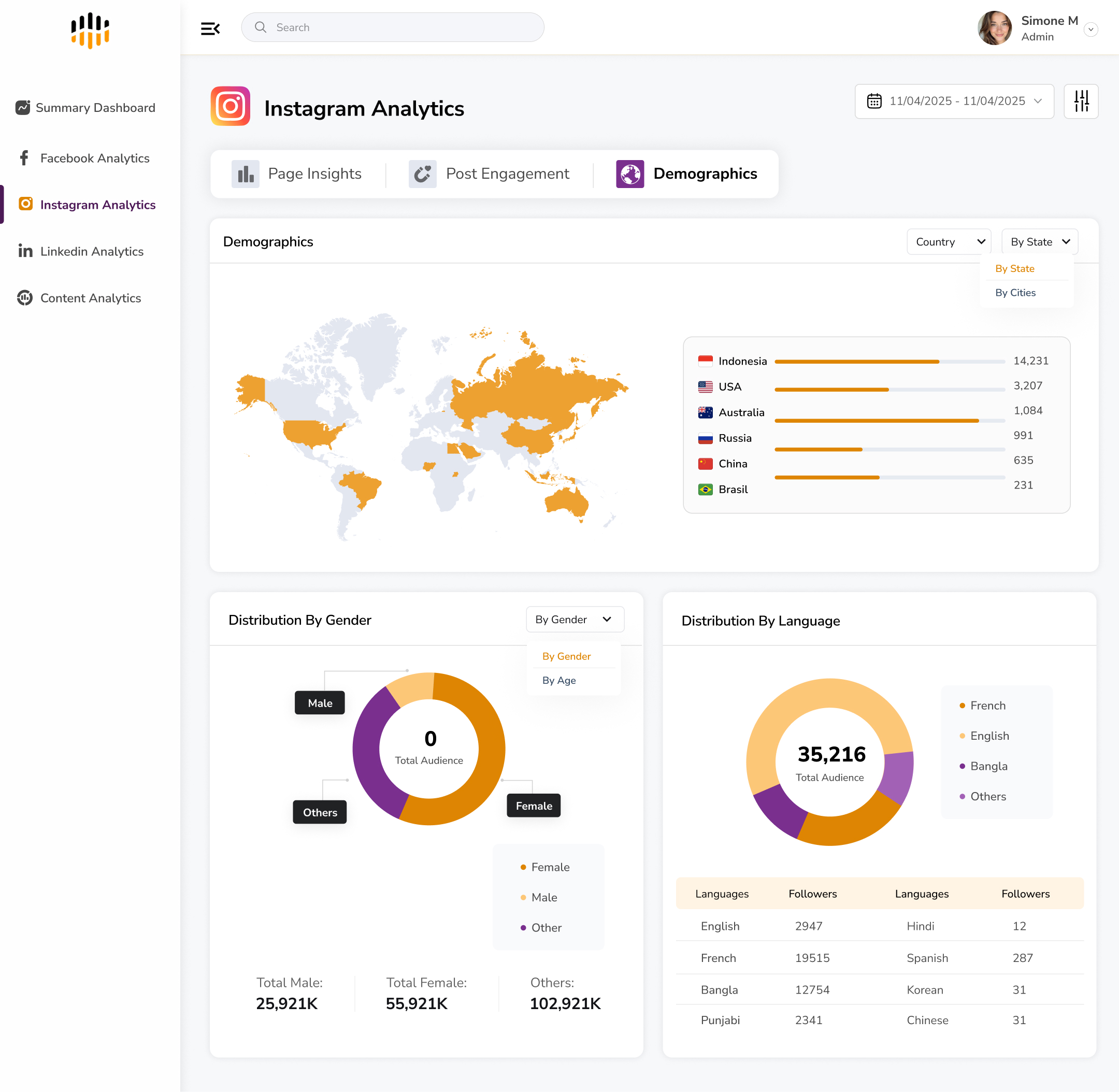 Instagram demographics and geographic distribution in Predicta Analytics